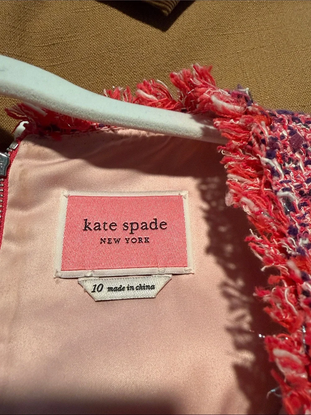 kate spade Pink Tweed Short-Sleeve Shift Dress